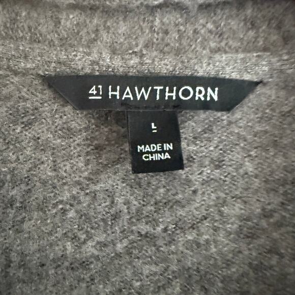 41 HAWTHORN | Gray Cashmere Open Front Draped Cardigan | Large - Picture 4 of 5